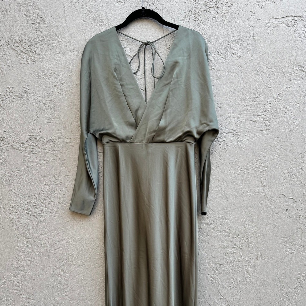 Significant Other NEW Women Sage Draped Deep VNeck Maxi Dress SZ 4 Wedding Glam - Picture 9 of 9